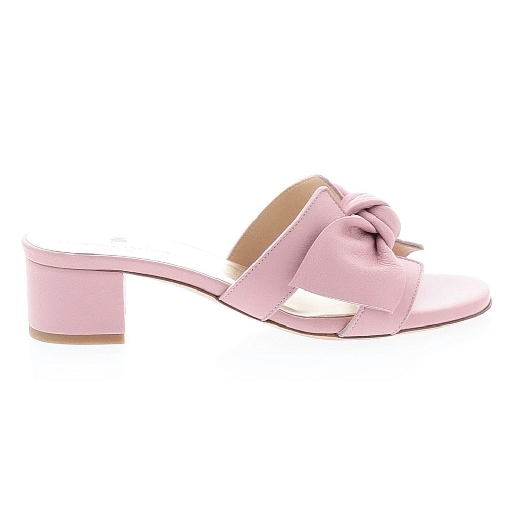 Clorinda Antinori Sandals Pink Leather Block Heel Made in Italy Size 7 $345